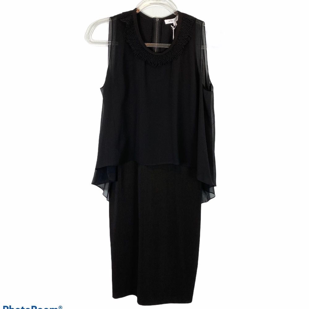 mika & gali Black Dress Sleeveless Crochet Neck S